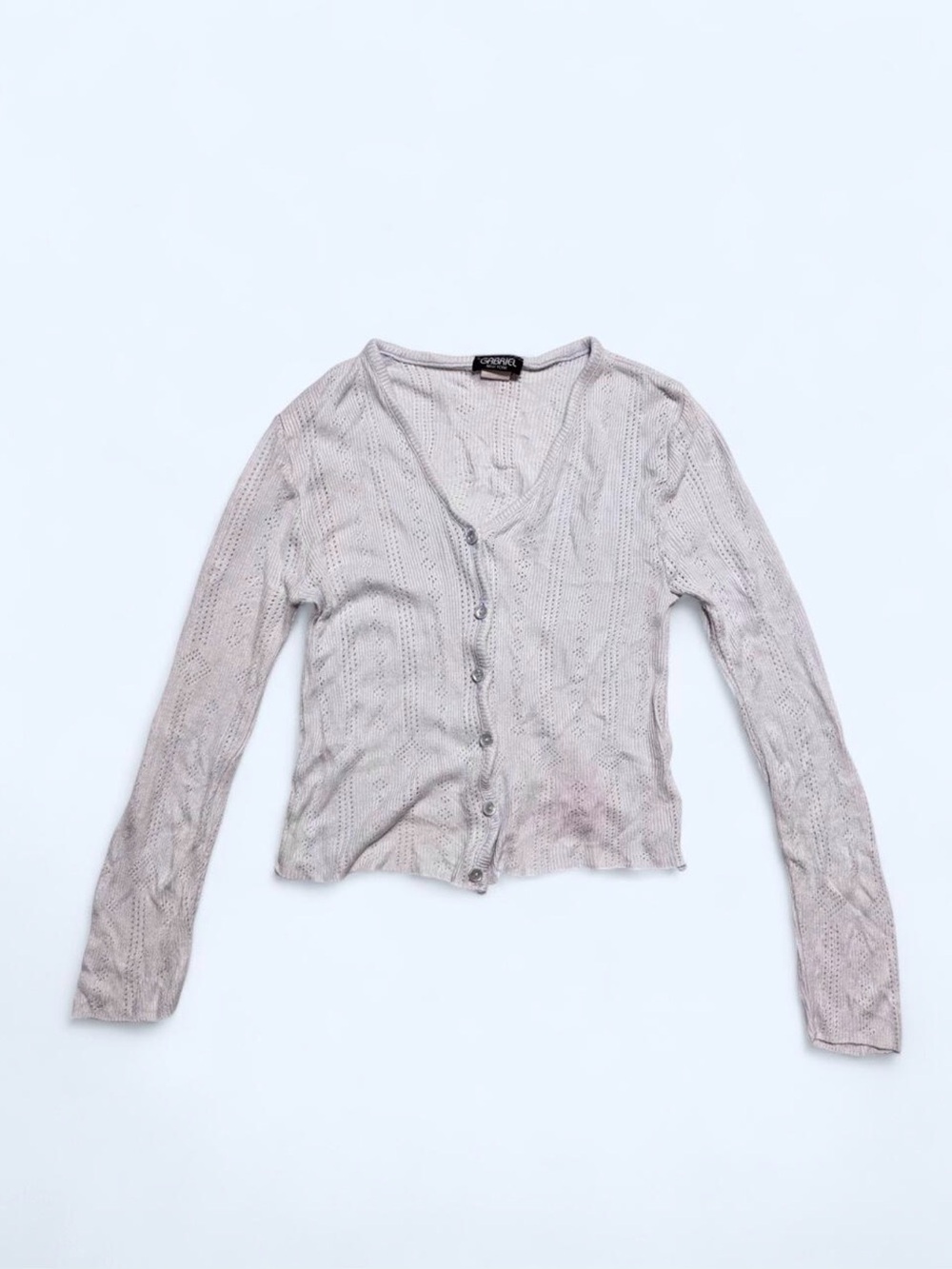 Vintage 90s Gabriel Pointelle Knit Baby Blue Cardigan